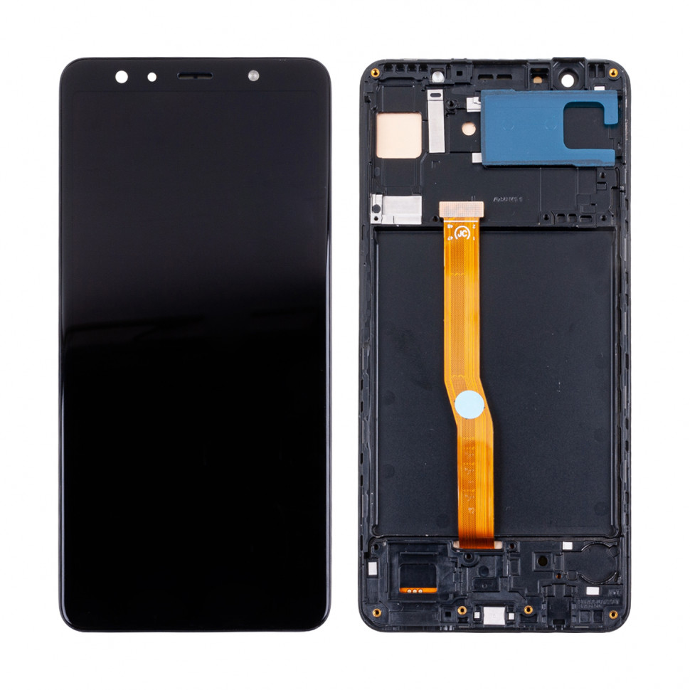 Дисплей с рамкой для Samsung A750F (A7 2018) Черный OLED