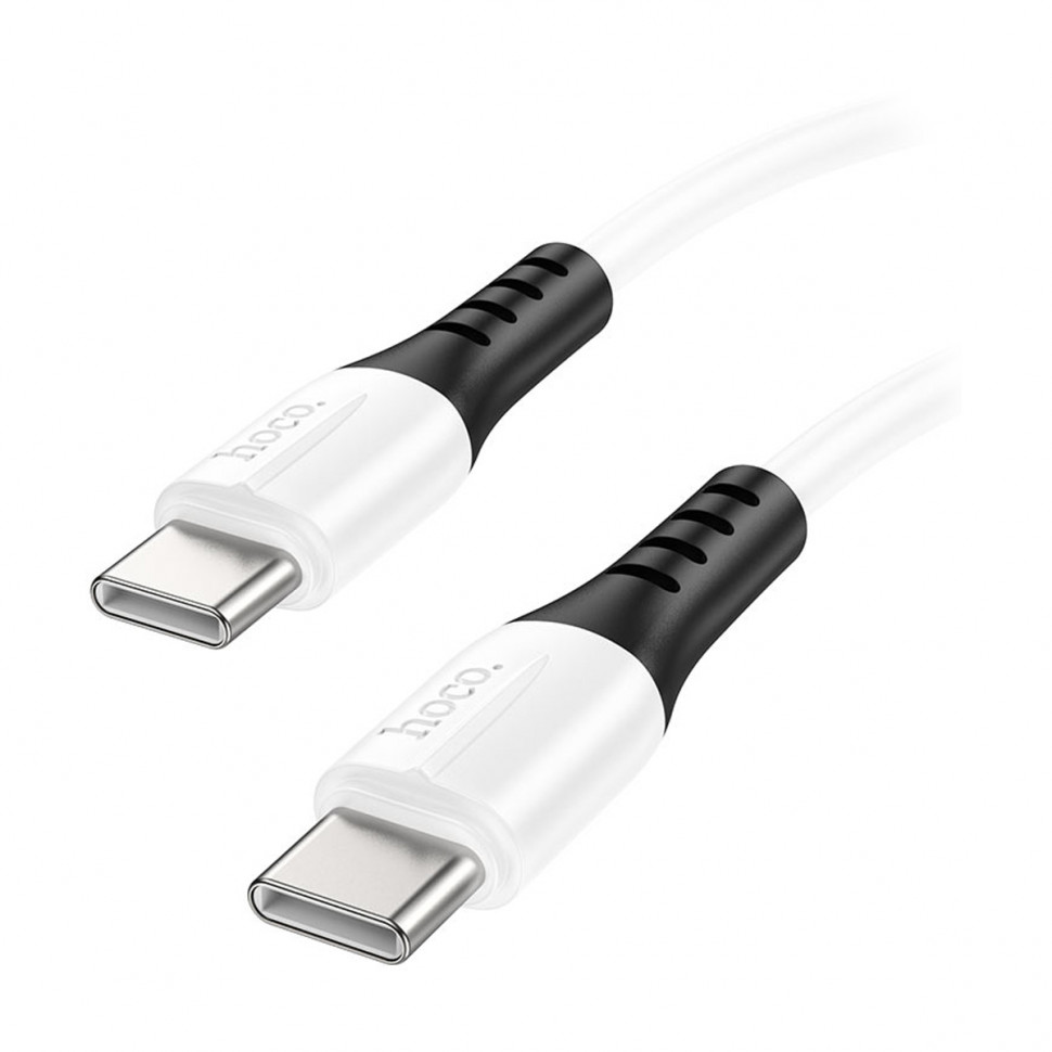 Кабель Type-C - Type-C Hoco X82 (3A, 60W, PD, оплетка силикон, термостойкий) Белый
