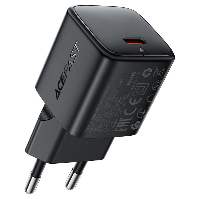 СЗУ Type-C Acefast A117 (20W, PD, mini GaN) Черный