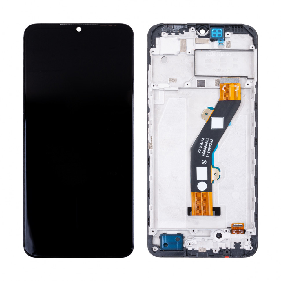Дисплей с рамкой для Tecno Spark 10 4G Черный Оригинал