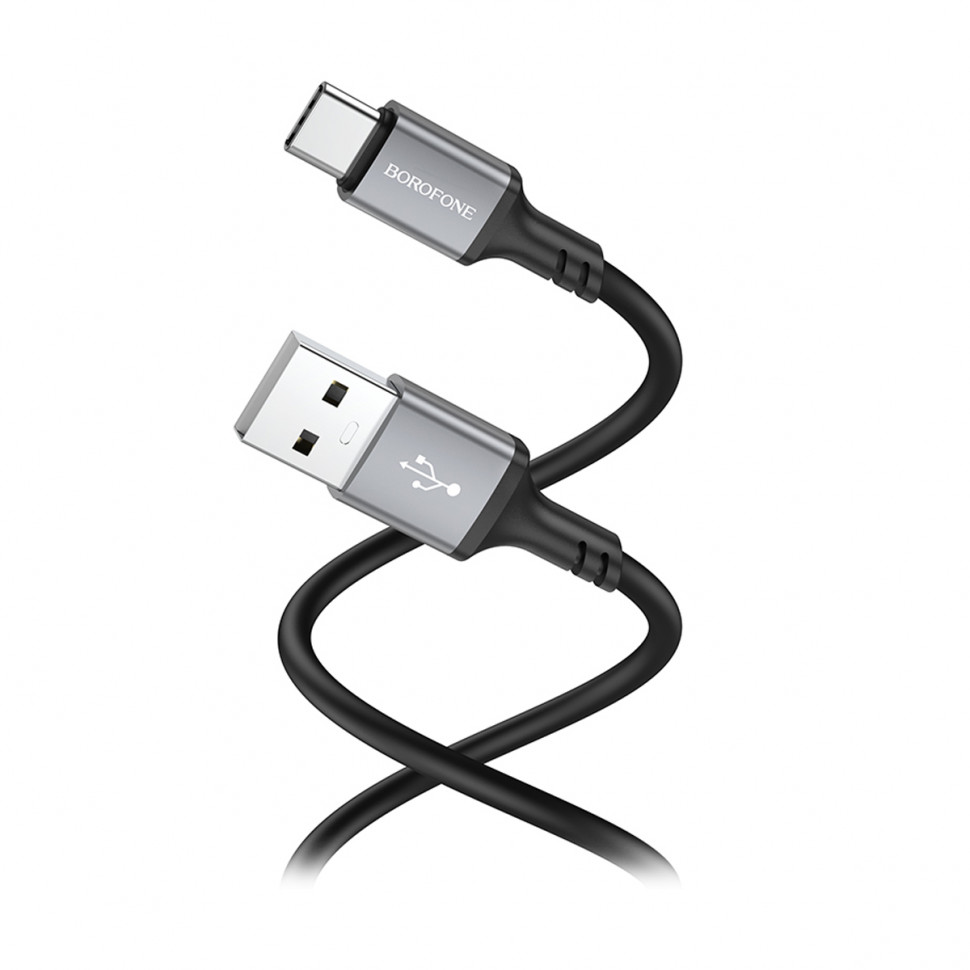 Кабель USB - Type-C Borofone BX83 (3A, силикон, термостойкий) Черный