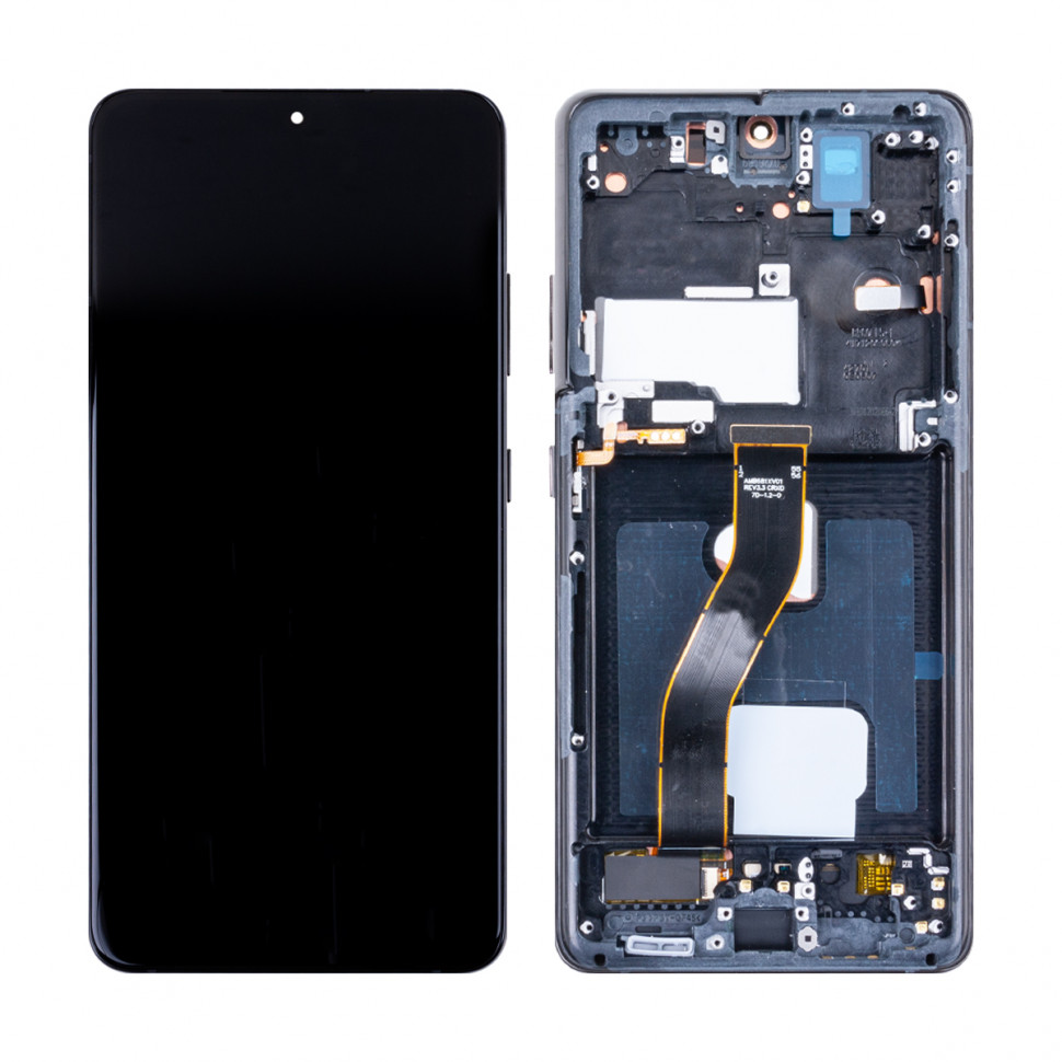 Дисплей с рамкой для Samsung G998B (S21 Ultra) Черный OLED (Full Size)