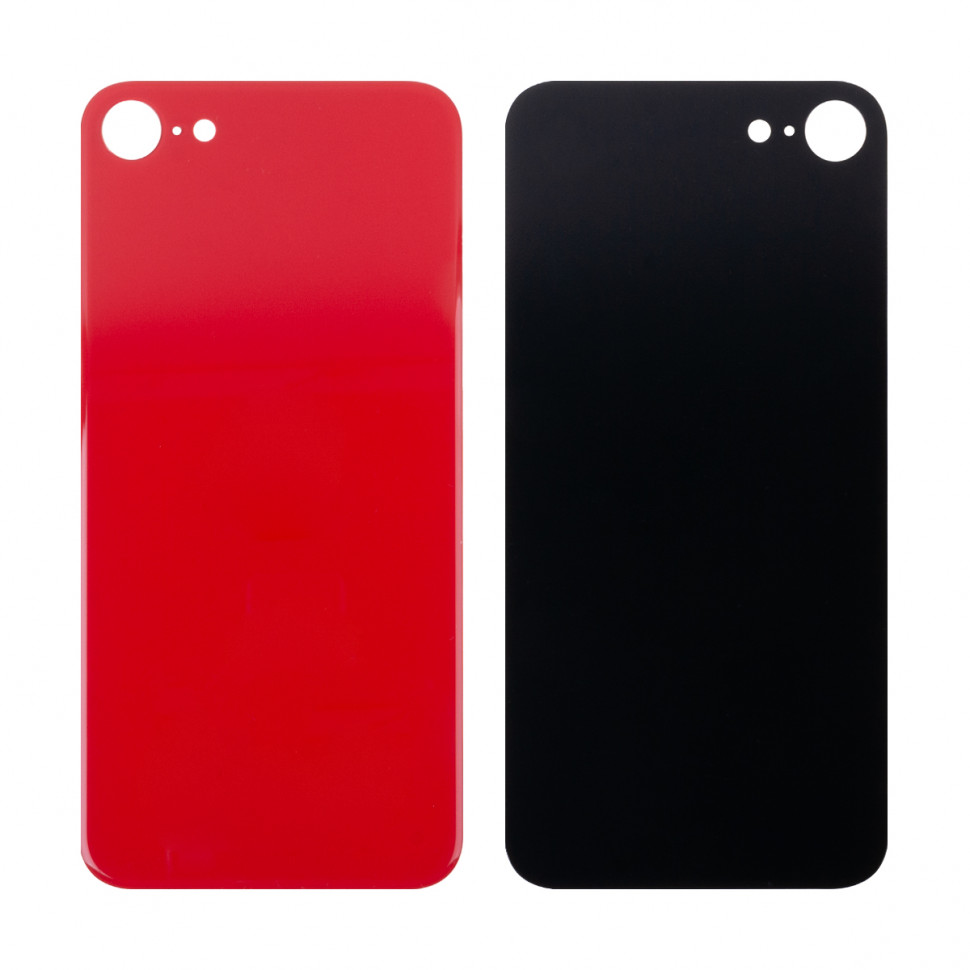 Задняя крышка для iPhone SE 2020 Красный (стекло, широкий вырез под камеру, логотип) - Премиум