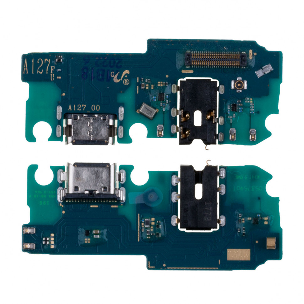Шлейф для Samsung A127F (A12 Nacho) плата системный разъем/разъем гарнитуры/микрофон - Премиум