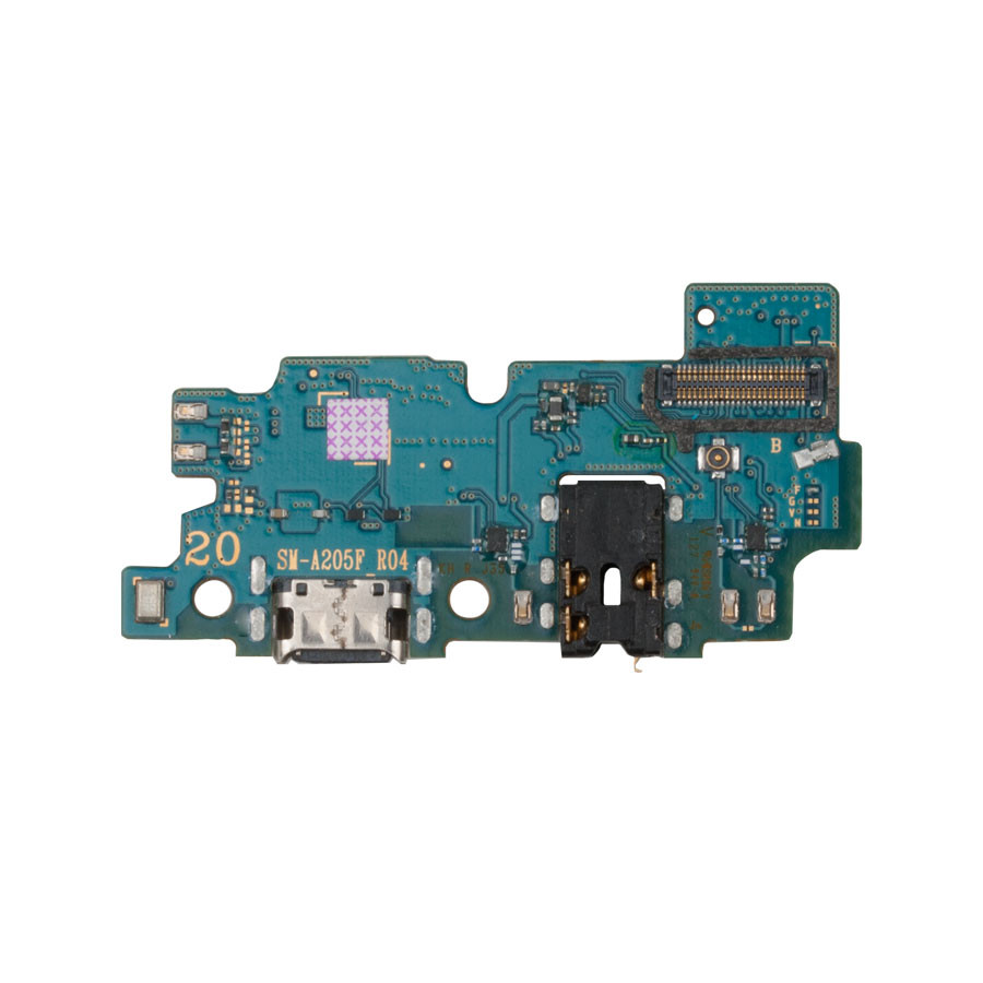 Шлейф для Samsung A205F (A20) плата системный разъем/разъем гарнитуры/микрофон - Премиум