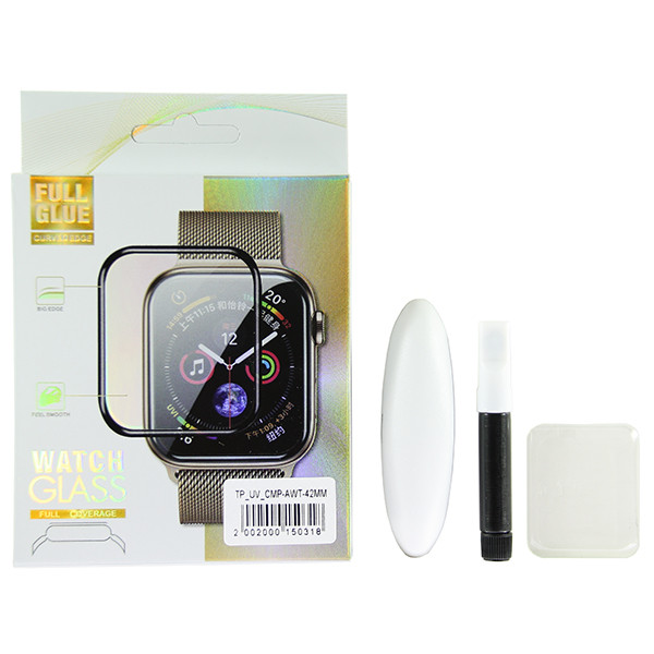 Защитное стекло "UV комплект" для Apple Watch/2/3 (42 мм) (клей, лампа)