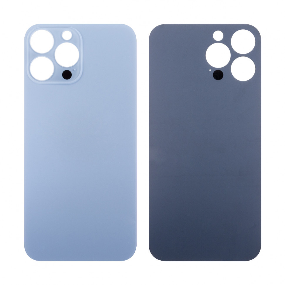 Задняя крышка для iPhone 13 Pro Max Голубой (стекло, широкий вырез под камеру, логотип)