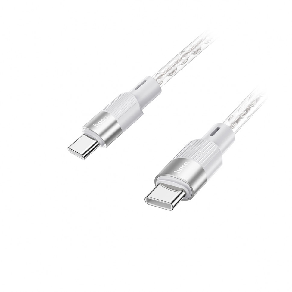 Кабель Type-C - Type-C Hoco X99 (3A, 60W, PD, прозрачный силикон, термостойкий) Серый