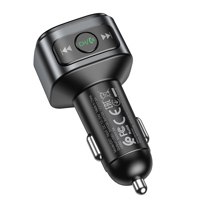 АЗУ USB Hoco E67 (18W, QC3.0, 2USB, FM модулятор, Bluetooth) Черный