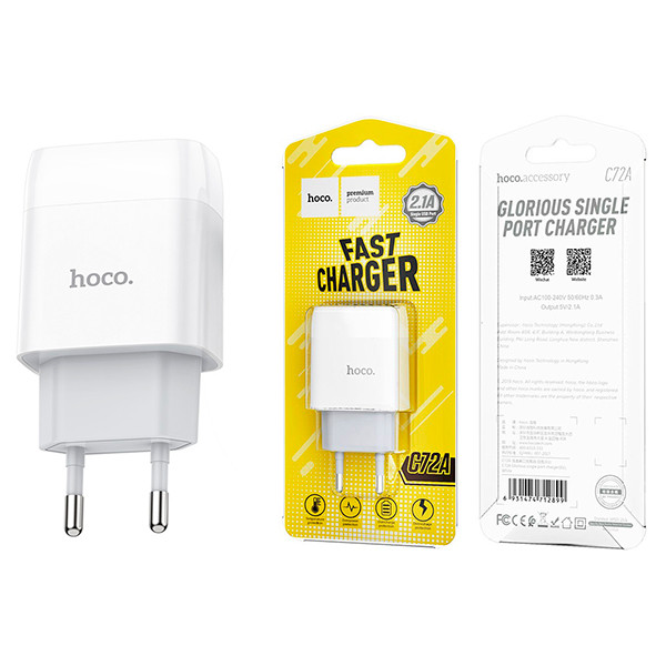 СЗУ USB Hoco C72A (10.5W) Белый