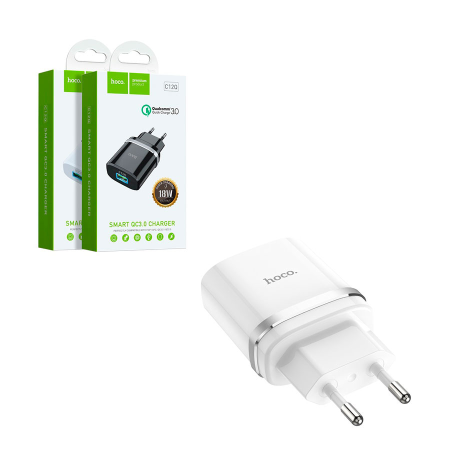 СЗУ USB Hoco C12Q (18W, QС3.0) Белый