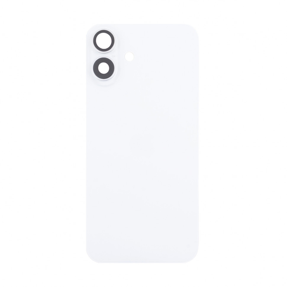 Задняя крышка для iPhone 16 Plus в сборе со стеклом камеры Белый (стекло, логотип) - Премиум