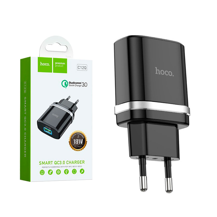 СЗУ USB Hoco C12Q (18W, QС3.0) Черный