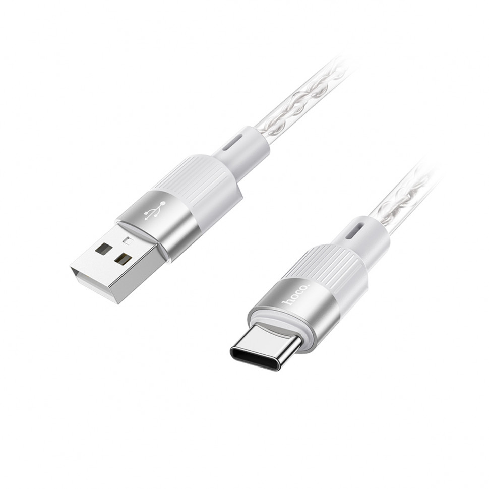 Кабель USB - Type-C Hoco X99 (3A, прозрачный силикон, термостойкий) Серый