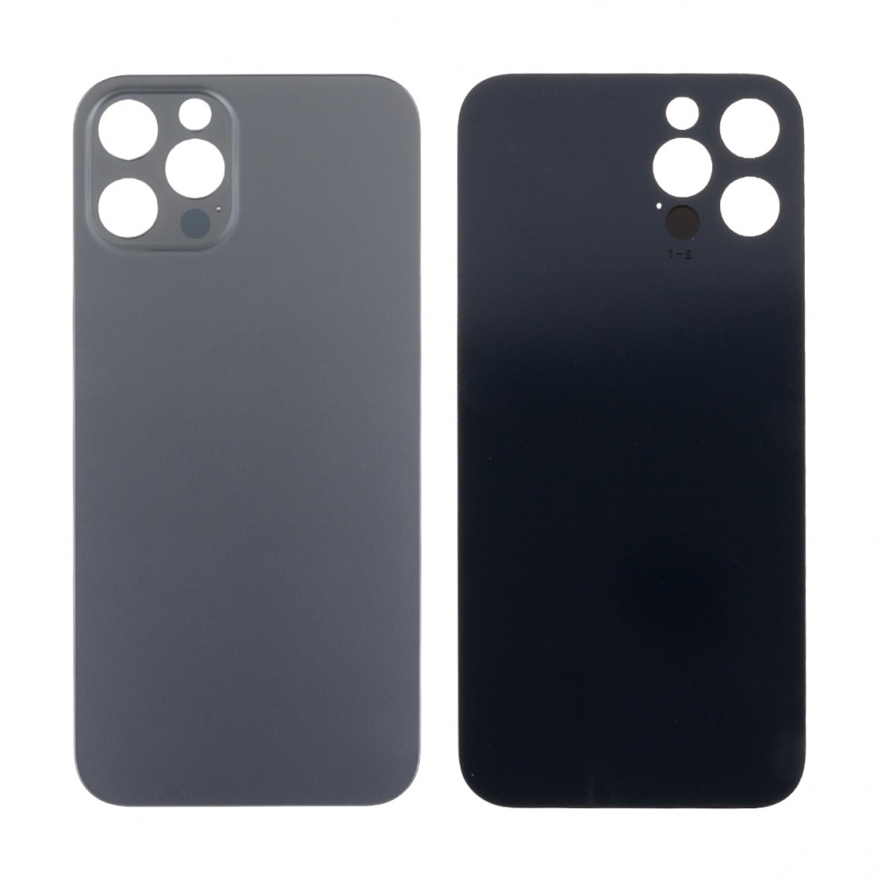 Задняя крышка для iPhone 12 Pro Серый (стекло, узкий вырез под камеру, логотип) - Премиум