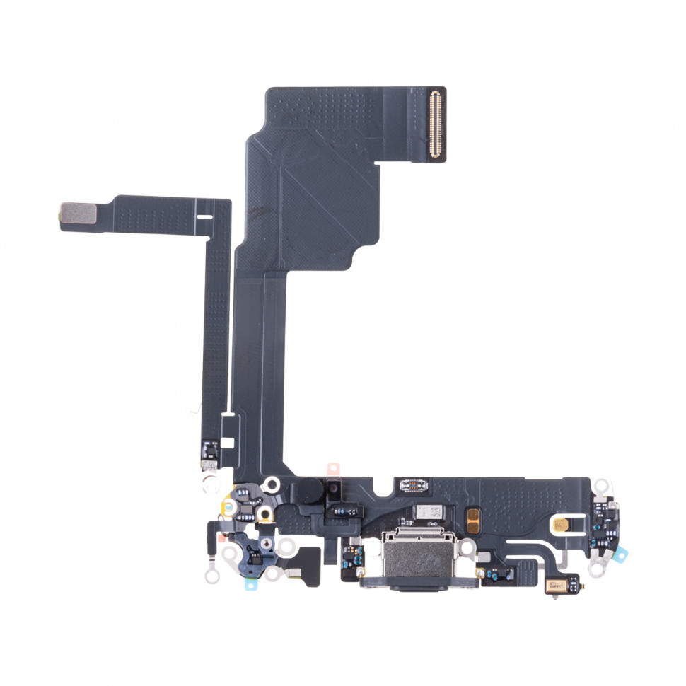 Шлейф для iPhone 15 Pro на системный разъем/микрофон Черный - Премиум