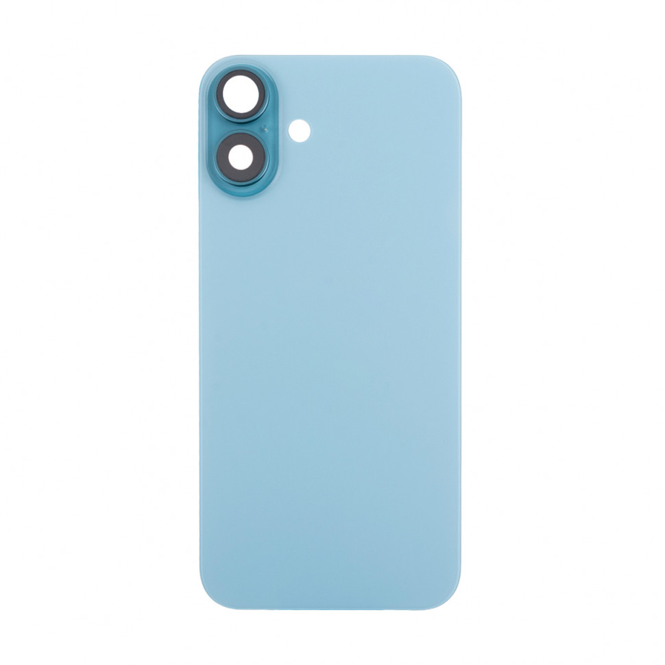 Задняя крышка для iPhone 16 Plus в сборе со стеклом камеры Бирюзовый (стекло, логотип) - Премиум