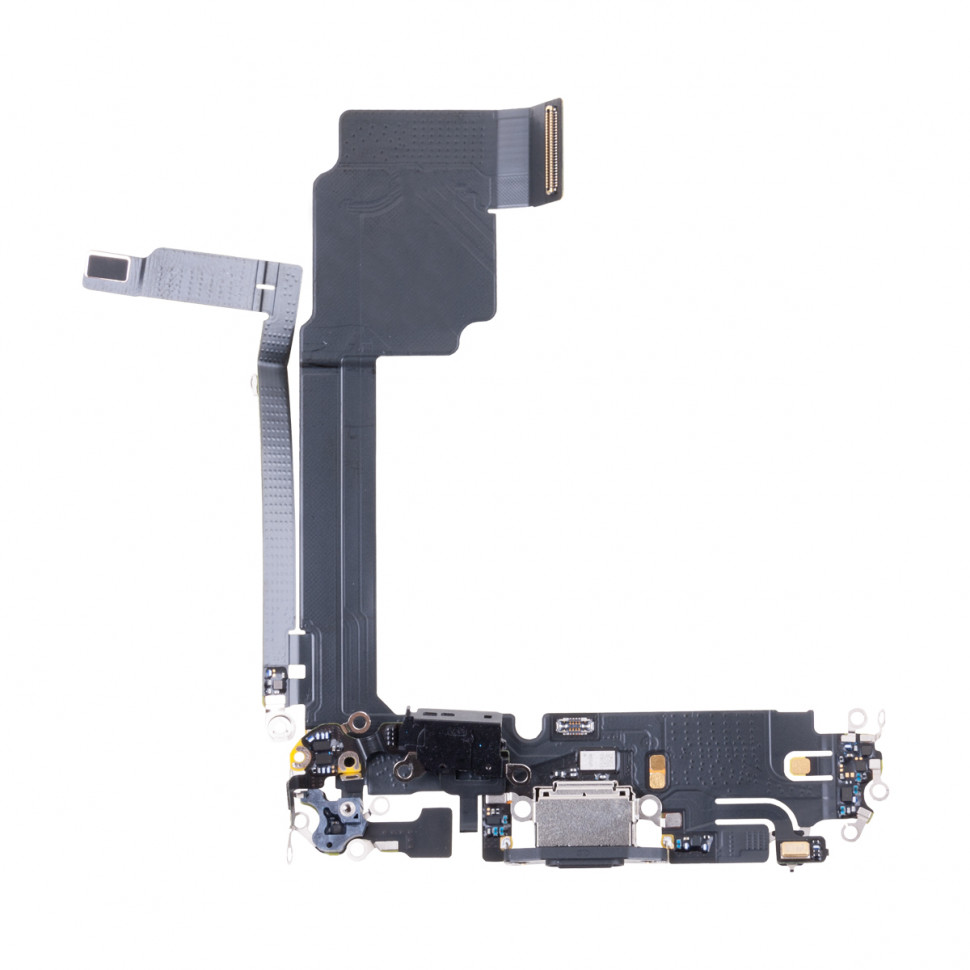 Шлейф для iPhone 15 Pro Max на системный разъем/микрофон Черный - Премиум