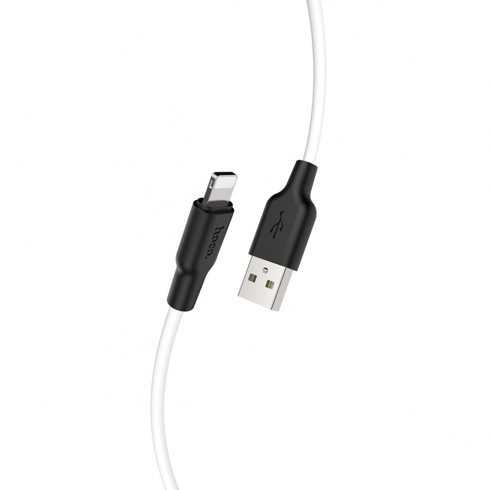 Кабель USB - Lightning Hoco X21 Plus (2.4A, силикон, термостойкий) Белый
