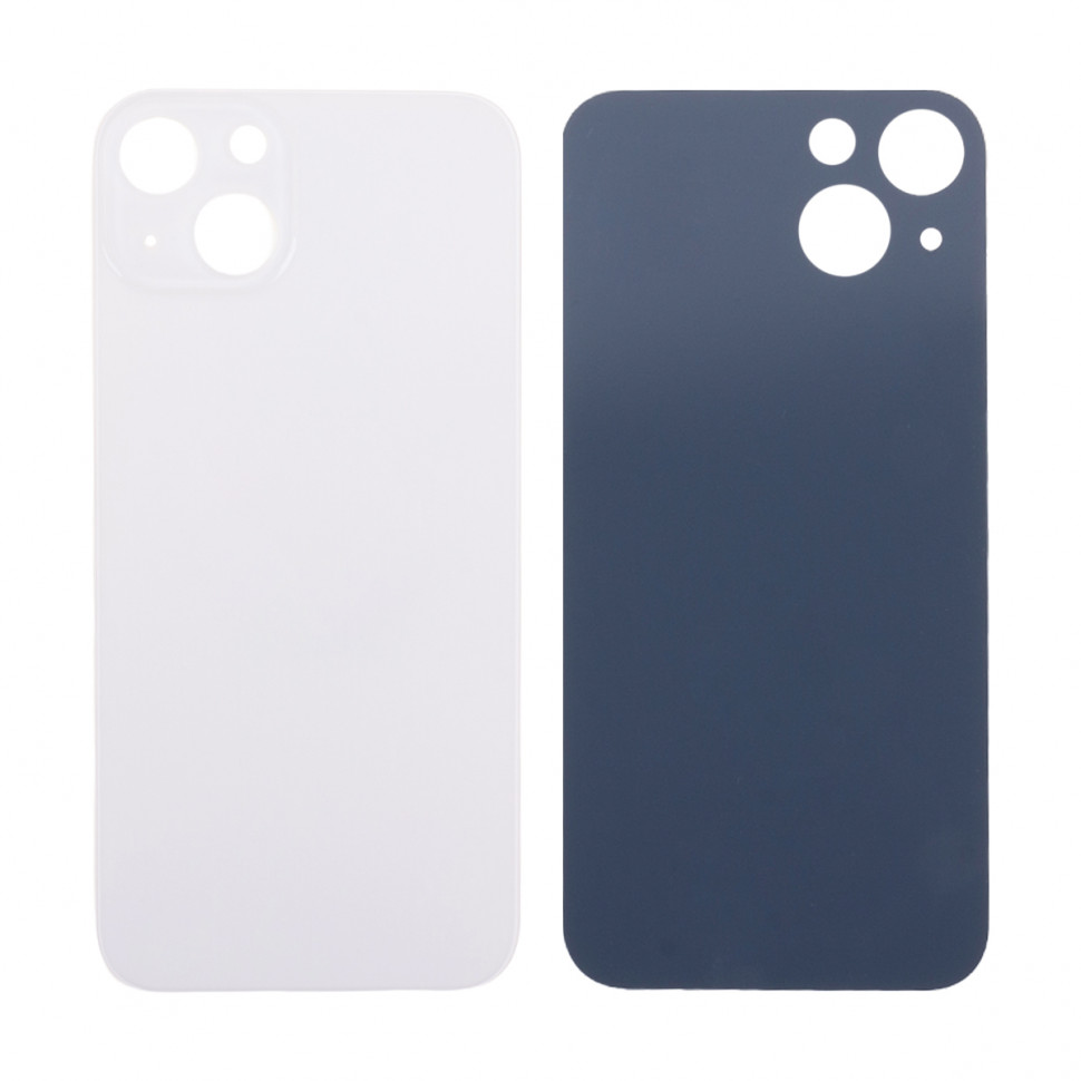 Задняя крышка для iPhone 13 (A2635) Белый (стекло, узкий вырез под камеру, логотип) - Премиум
