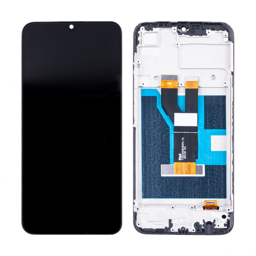 Дисплей с рамкой для Realme C21/C20/C11 2021/Narzo 50i Черный Оригинал