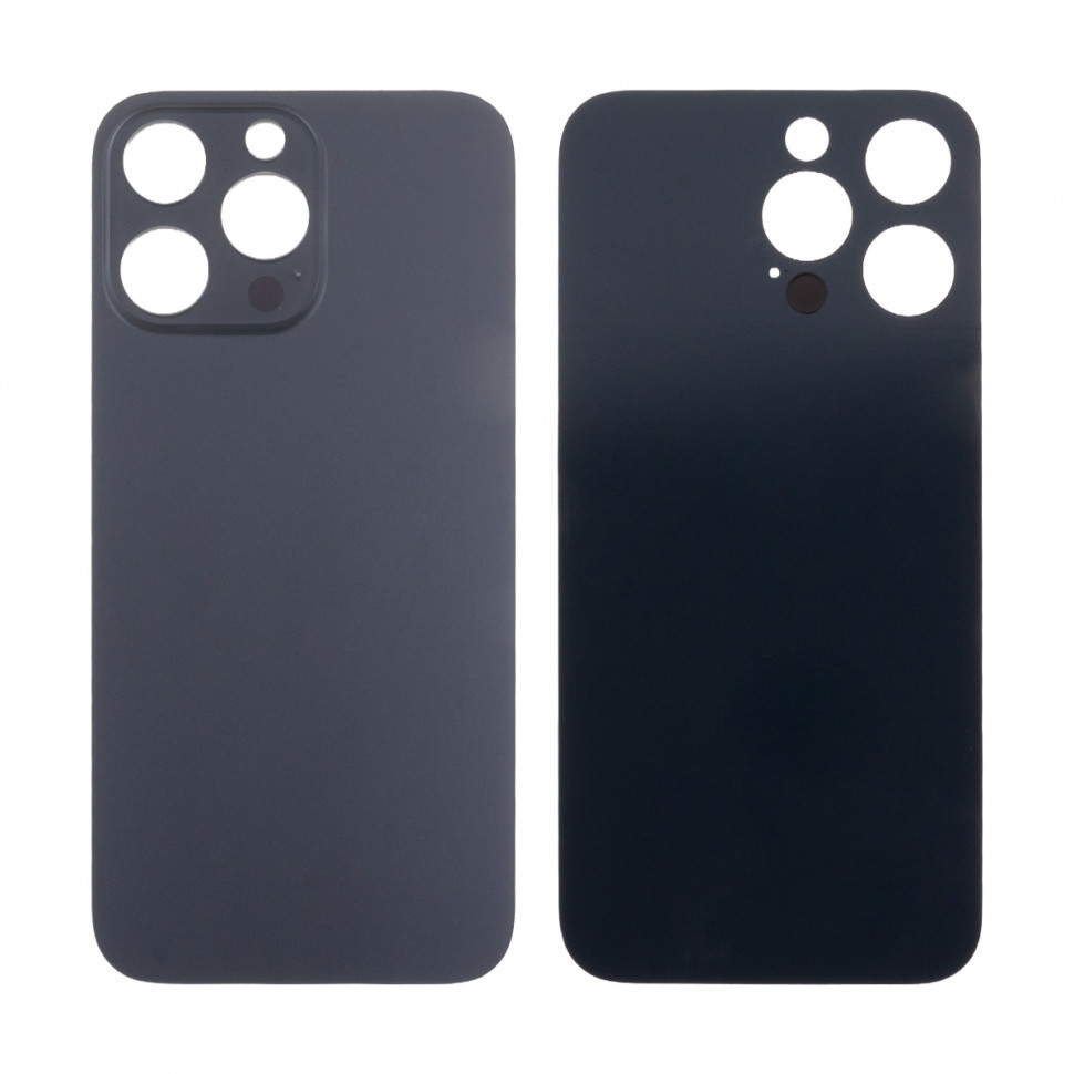 Задняя крышка для iPhone 14 Pro Max (A2895) Черный (стекло, узкий вырез под камеру, логотип) - Премиум