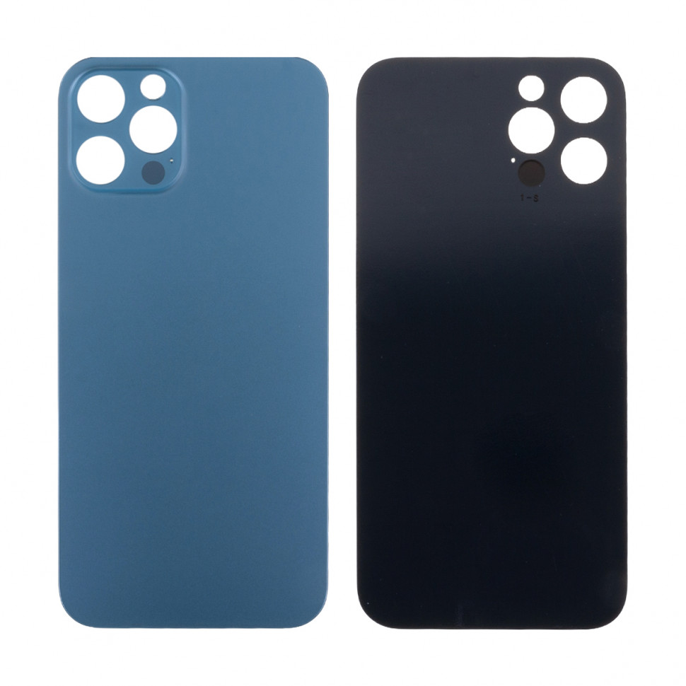 Задняя крышка для iPhone 12 Pro Синий (стекло, узкий вырез под камеру, логотип) - Премиум