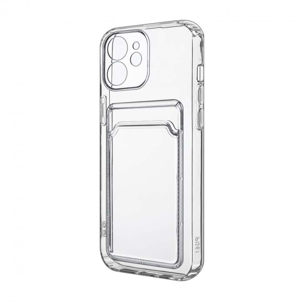 Чехол-накладка для iPhone 12 mini (с защитой камеры, карманом для карт, прозрачный)