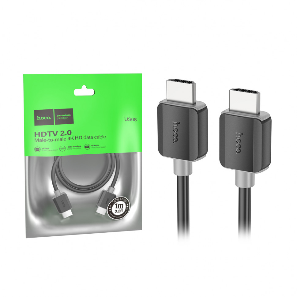 Кабель HDMI - HDMI Hoco US08 (ver 2.0, 1 м) Черный