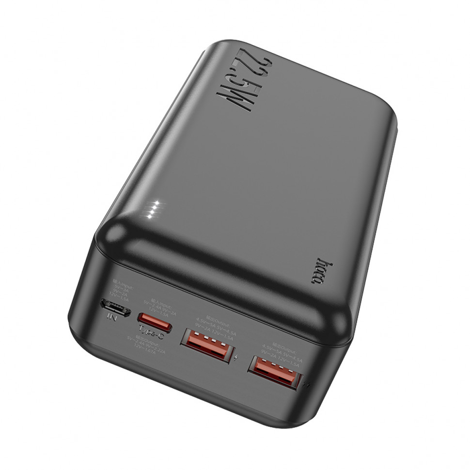 Внешний Аккумулятор Hoco J101B 30000 mAh (22.5W, QC3.0, PD, 2USB, MicroUSB, Type-C) Черный