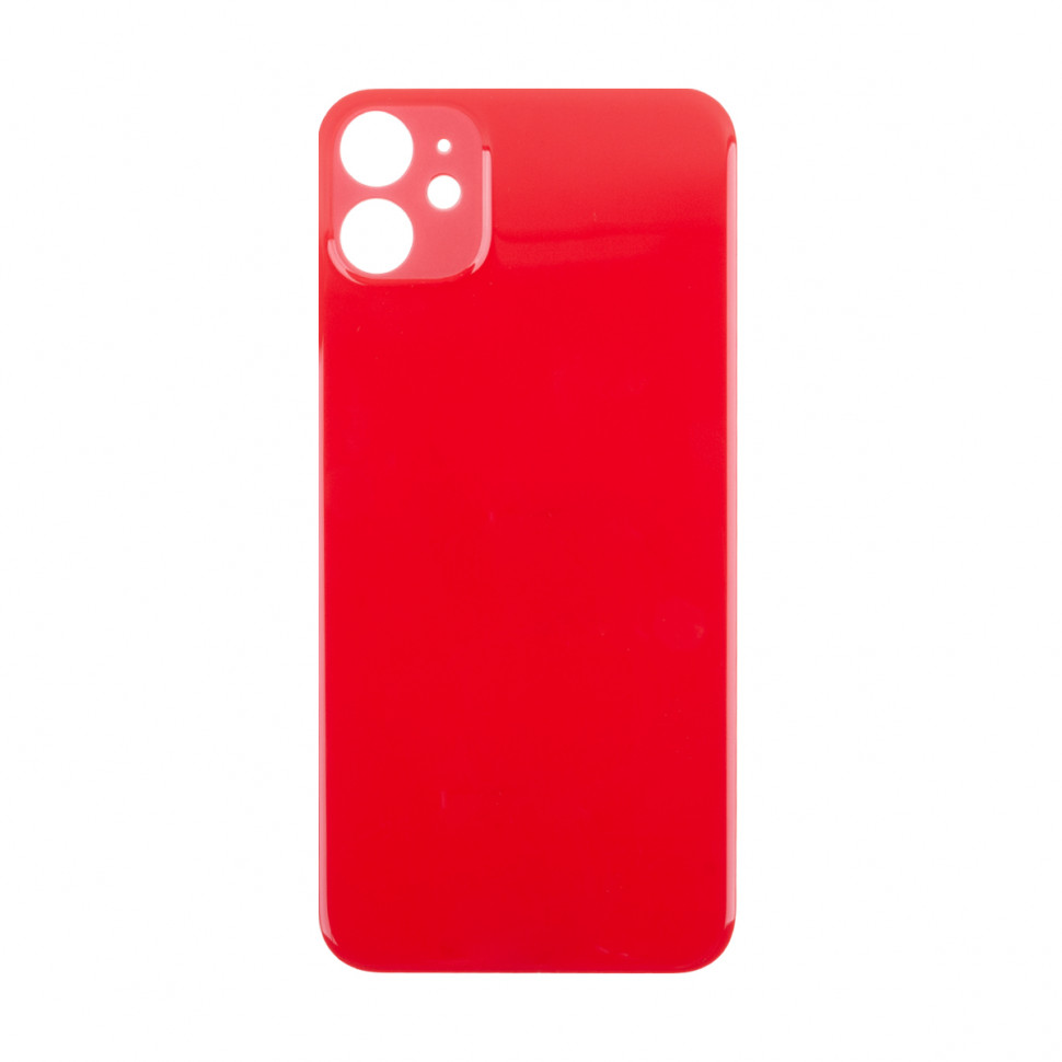 Задняя крышка для iPhone 11 Красный (стекло, широкий вырез под камеру, логотип) - Премиум