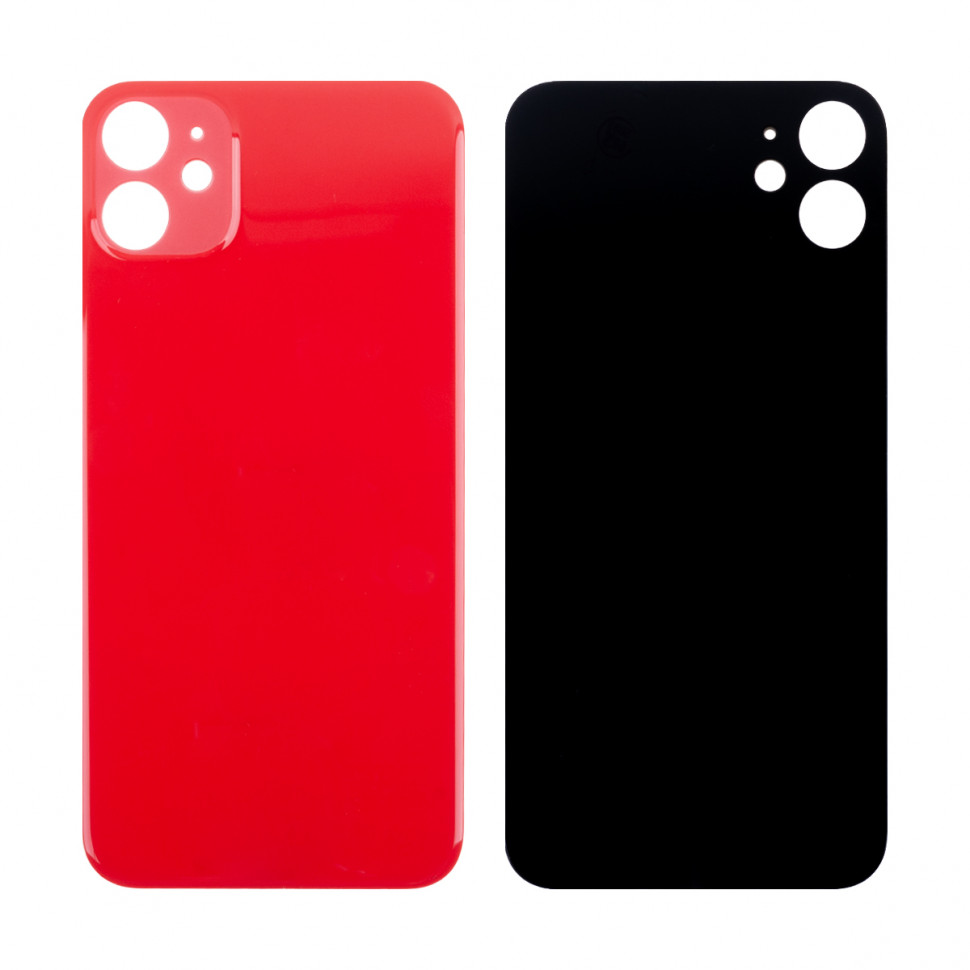 Задняя крышка для iPhone 11 Красный (стекло, широкий вырез под камеру, логотип) - Премиум