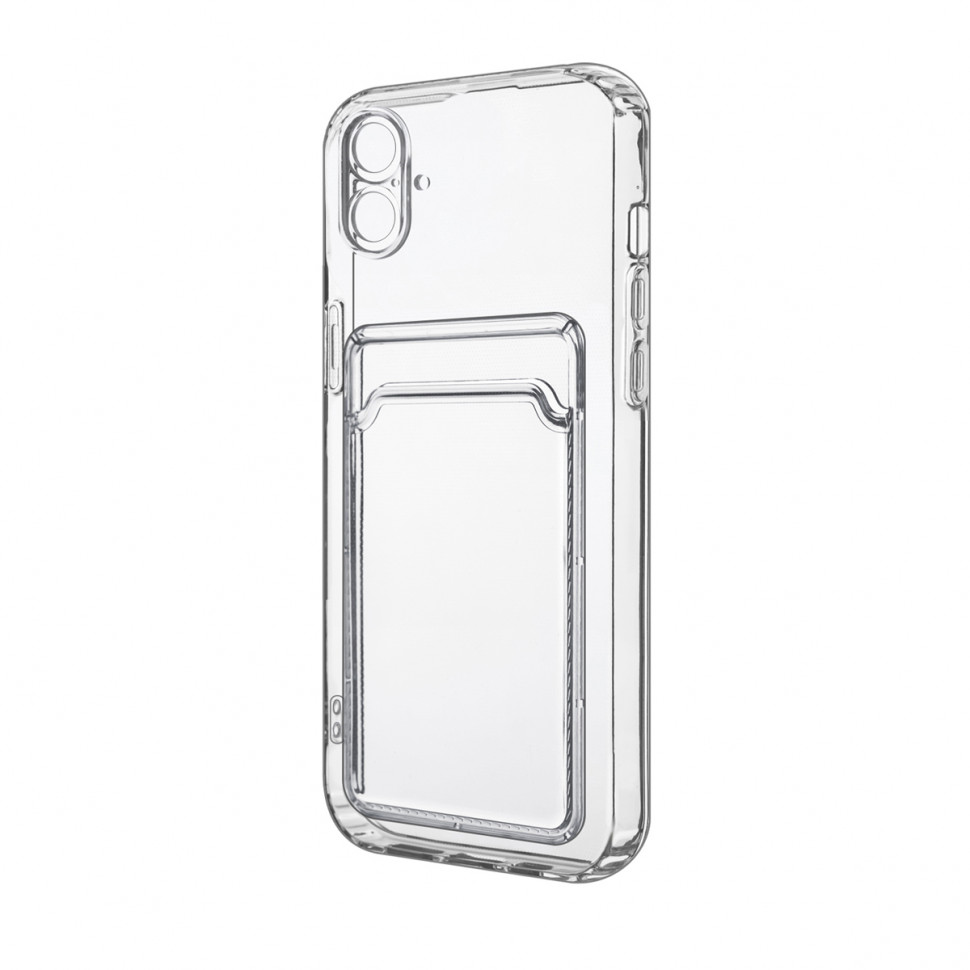 Чехол-накладка для iPhone 16 (с защитой камеры, карманом для карт, прозрачный)