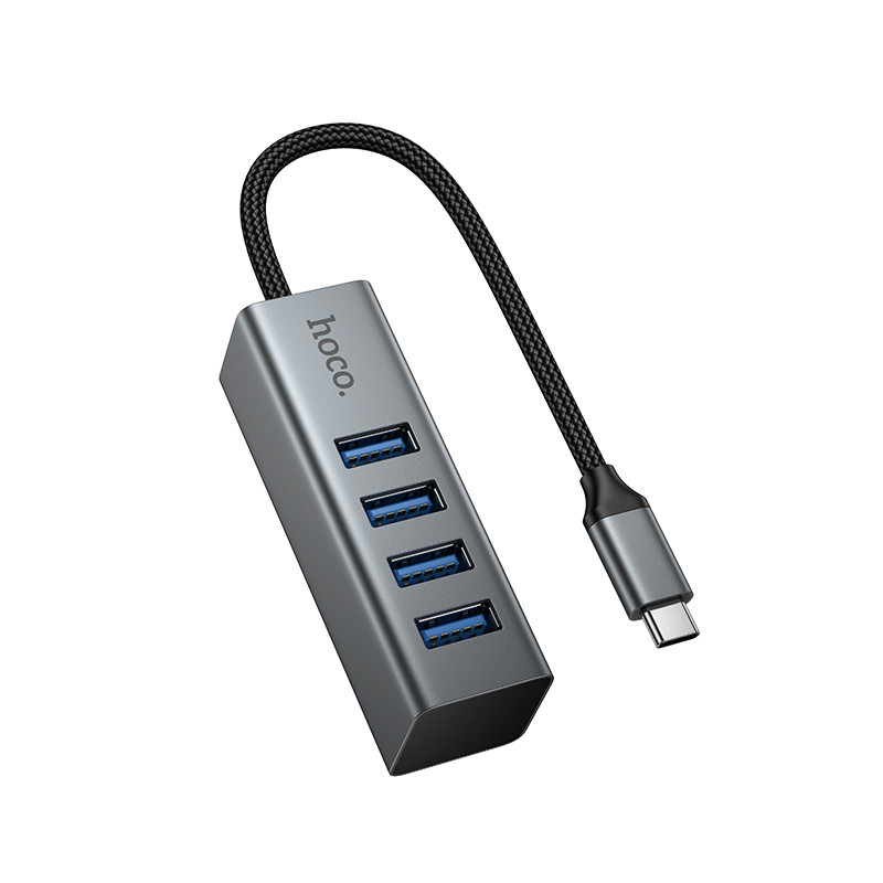Адаптер Type-C + 4xUSB 3.0 Hoco HB1C Серый