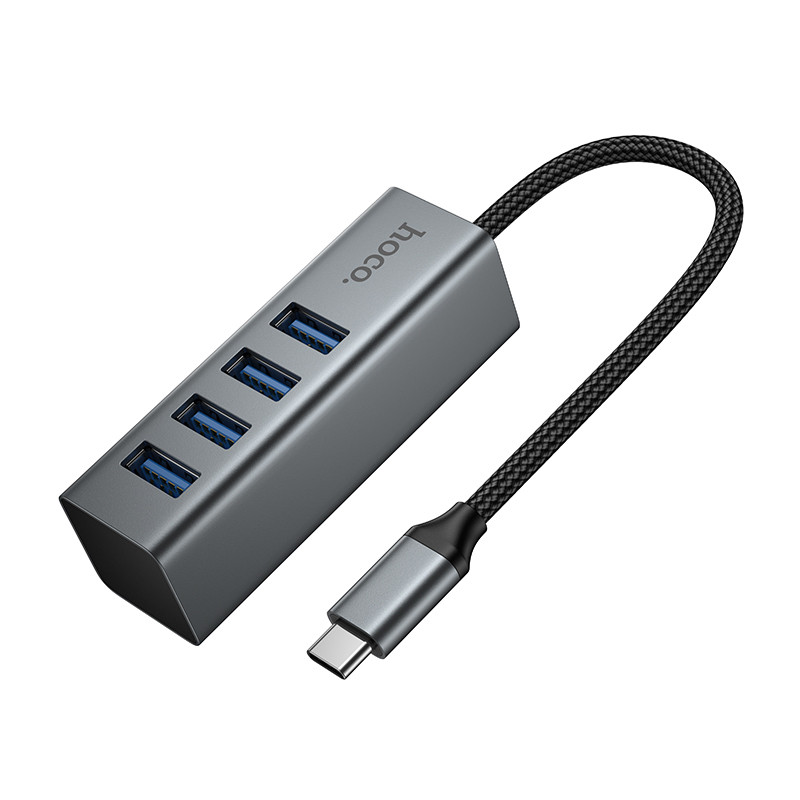 Адаптер Type-C + 4xUSB 3.0 Hoco HB1C Серый