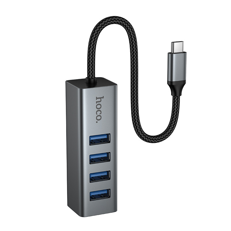 Адаптер Type-C + 4xUSB 3.0 Hoco HB1C Серый