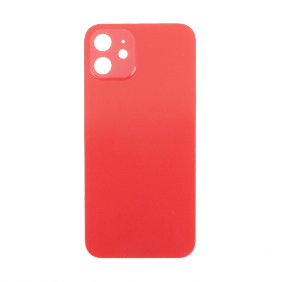 Задняя крышка для iPhone 12 Красный (стекло, узкий вырез под камеру, логотип) - Премиум