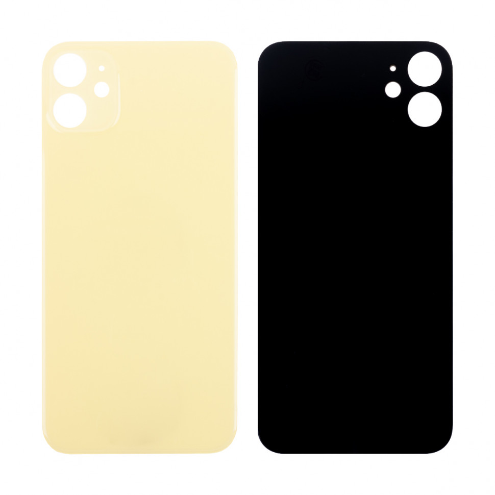 Задняя крышка для iPhone 11 Желтый (стекло, широкий вырез под камеру, логотип) - Премиум