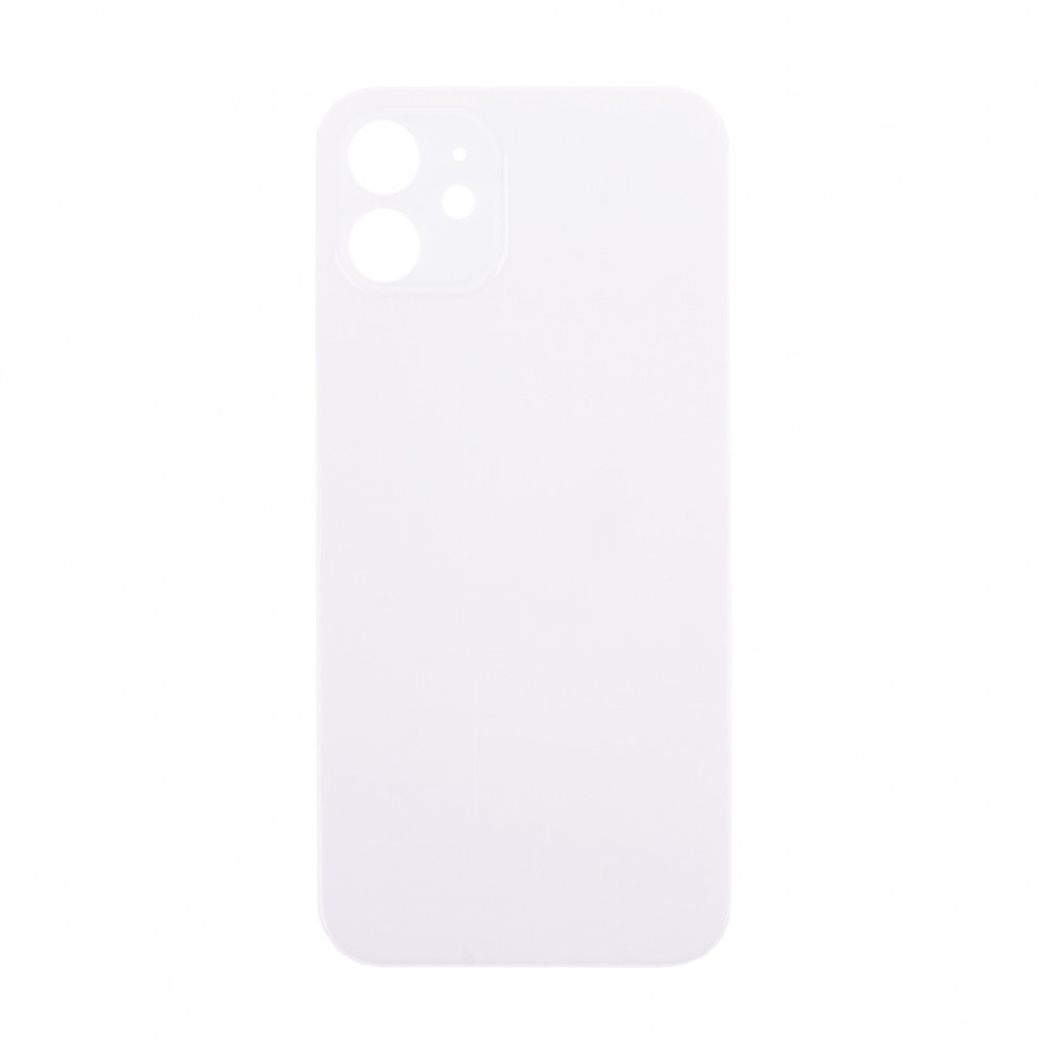 Задняя крышка для iPhone 12 Белый (стекло, широкий вырез под камеру, логотип) - Премиум