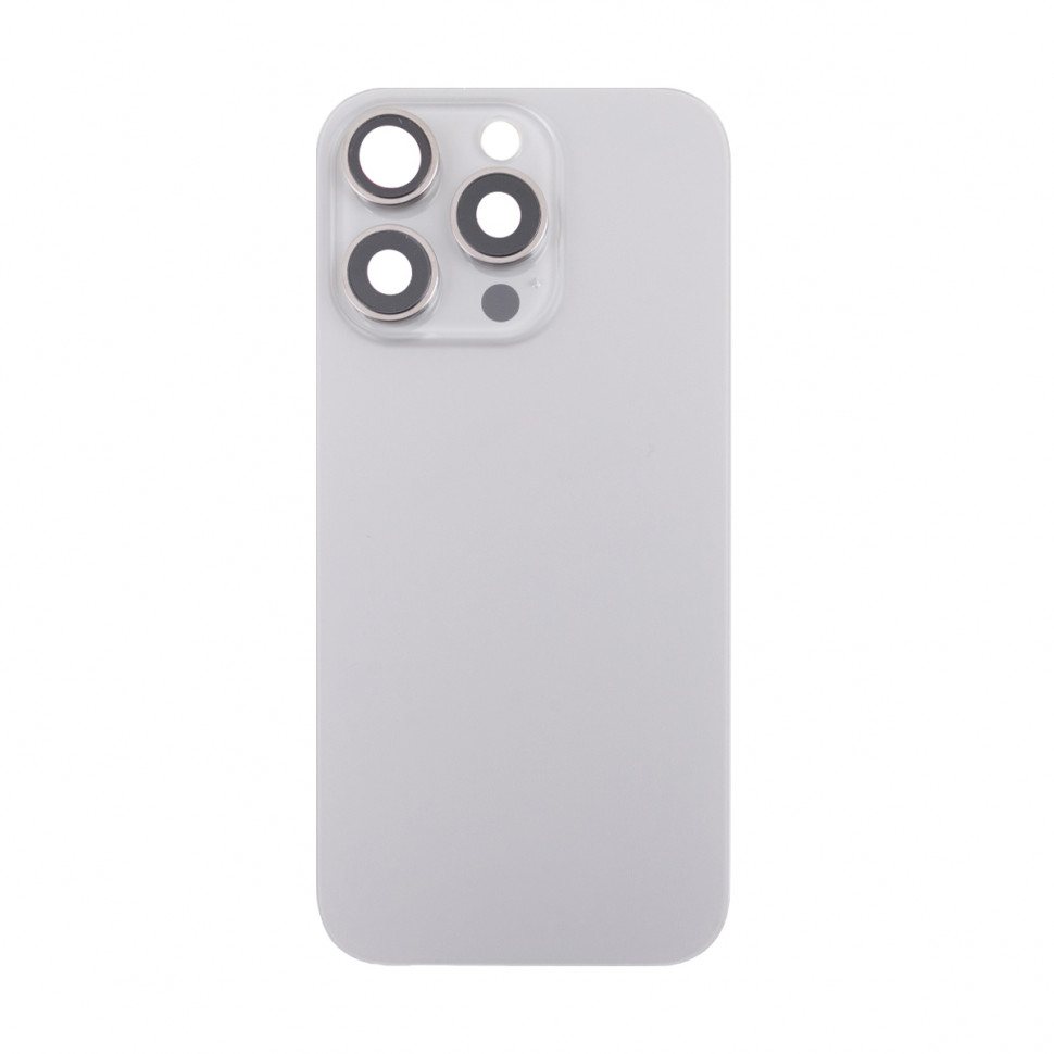 Задняя крышка для iPhone 16 Pro в сборе со стеклом камеры Серый (стекло, логотип) - Премиум