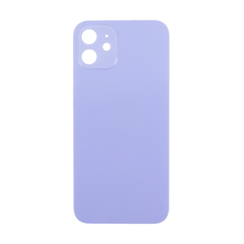 Задняя крышка для iPhone 12 Фиолетовый (стекло, узкий вырез под камеру, логотип) - Премиум