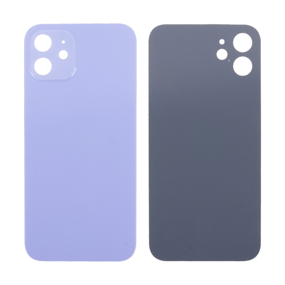 Задняя крышка для iPhone 12 Фиолетовый (стекло, узкий вырез под камеру, логотип) - Премиум