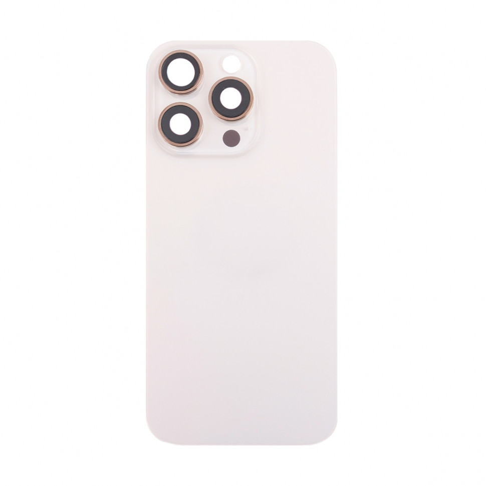 Задняя крышка для iPhone 16 Pro в сборе со стеклом камеры Бежевый (стекло, логотип) - Премиум