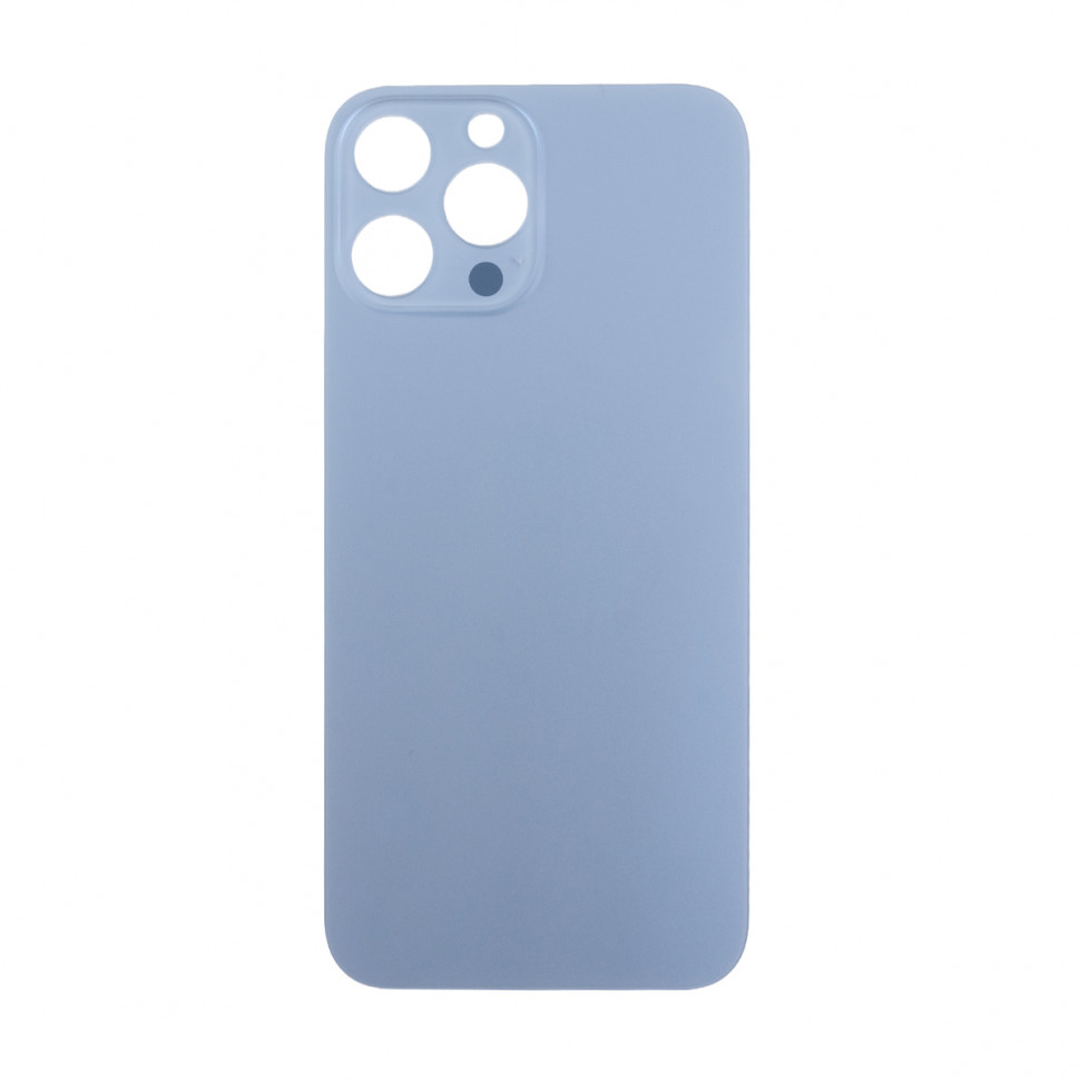 Задняя крышка для iPhone 13 Pro Max Голубой (стекло, узкий вырез под камеру, логотип) - Премиум