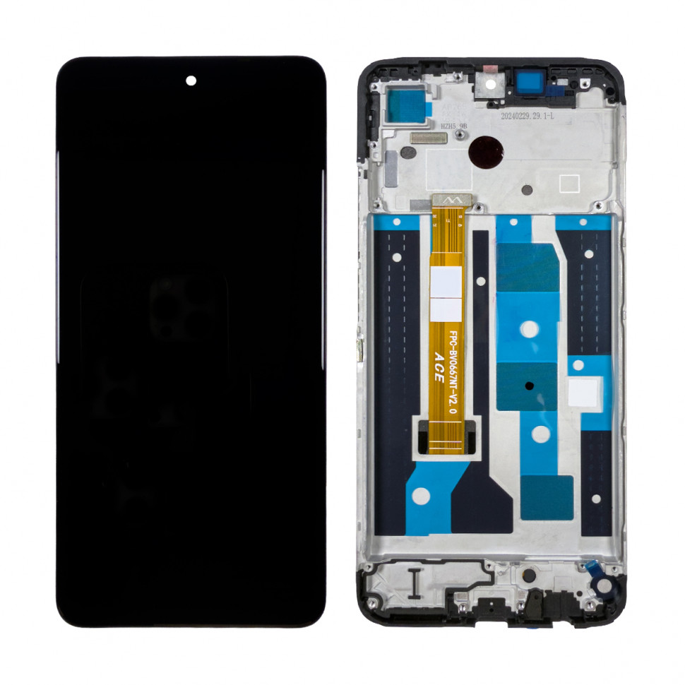 Дисплей с рамкой для Realme C65 4G Черный Оригинал