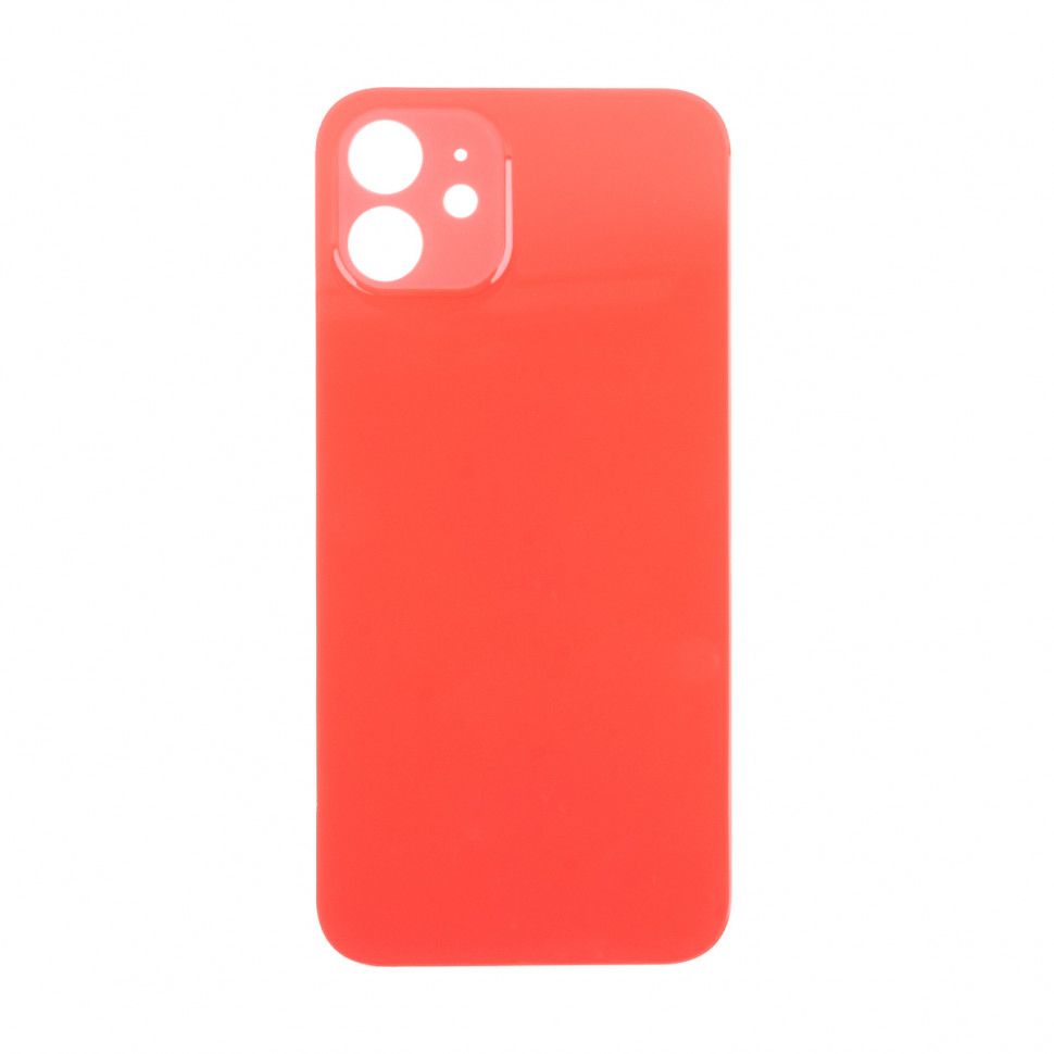 Задняя крышка для iPhone 12 Красный (стекло, широкий вырез под камеру, логотип) - Премиум