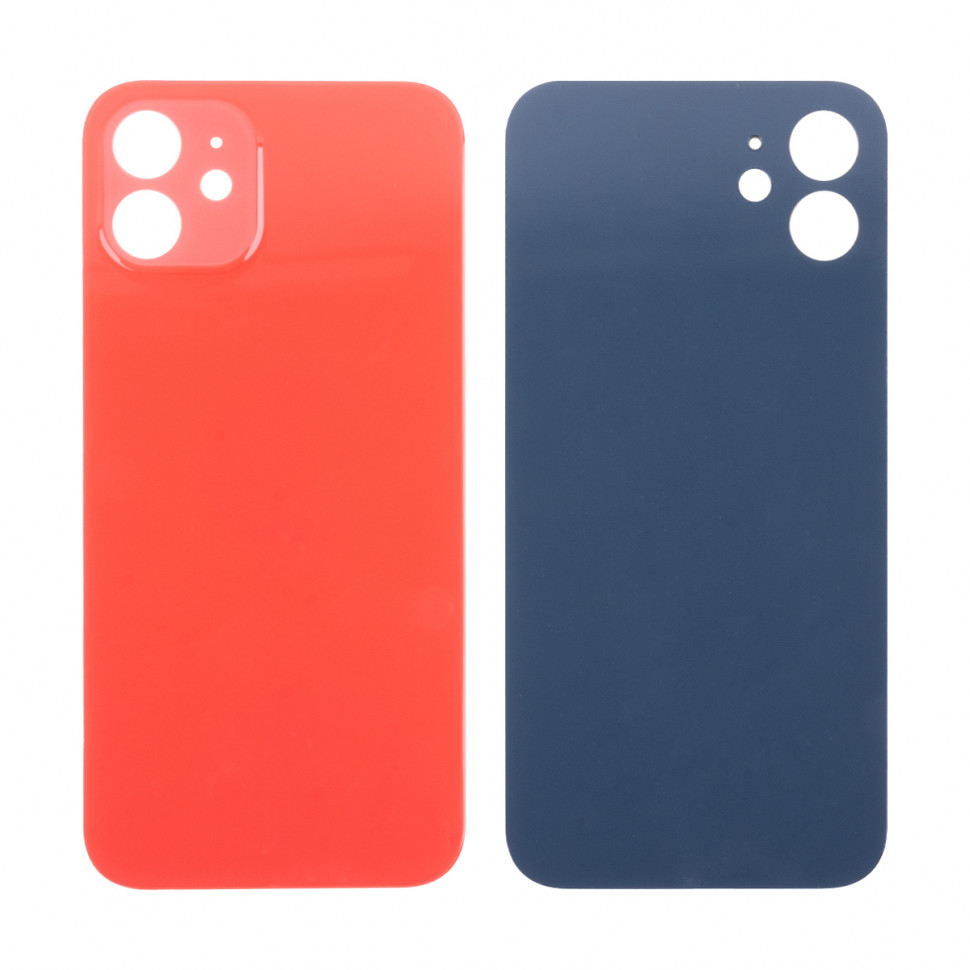 Задняя крышка для iPhone 12 Красный (стекло, широкий вырез под камеру, логотип) - Премиум