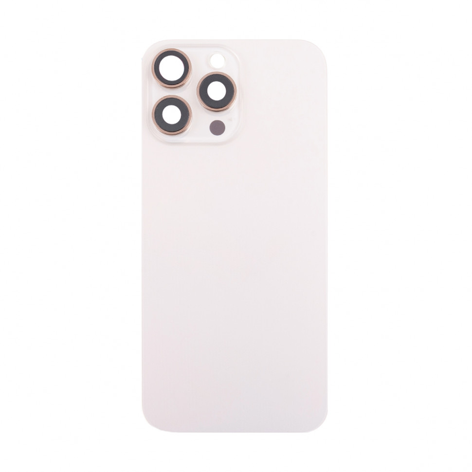 Задняя крышка для iPhone 16 Pro Max в сборе со стеклом камеры Бежевый (стекло, логотип) - Премиум