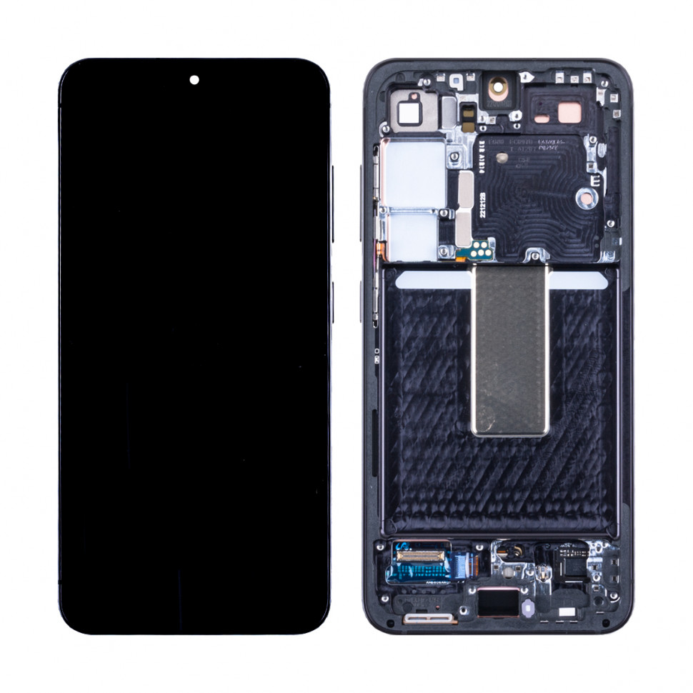 Дисплей с рамкой для Samsung S911B (S23) Черный Оригинал (SP)