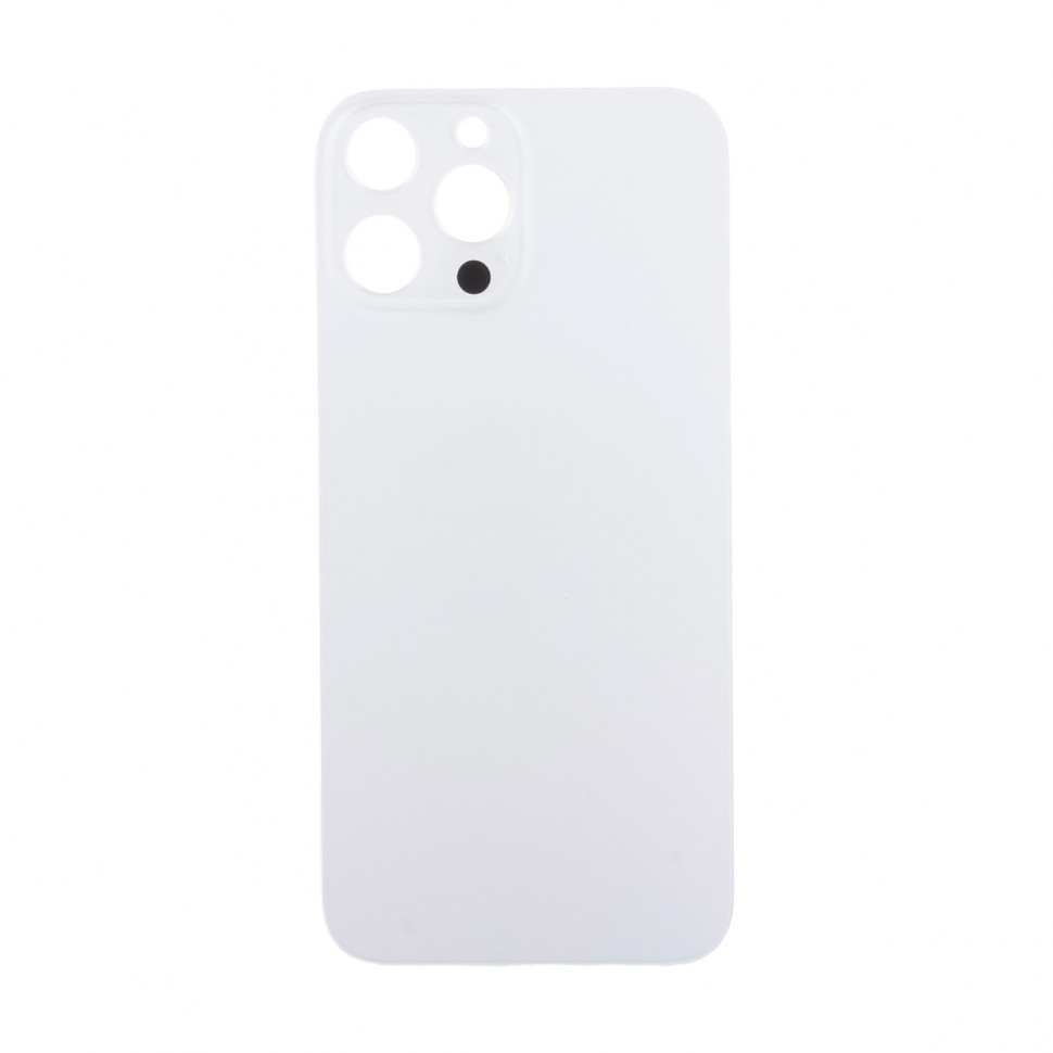 Задняя крышка для iPhone 13 Pro Max Белый (стекло, узкий вырез под камеру, логотип) - Премиум